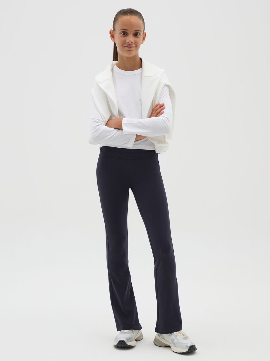 Girls' blue cotton regular fit trousers_1