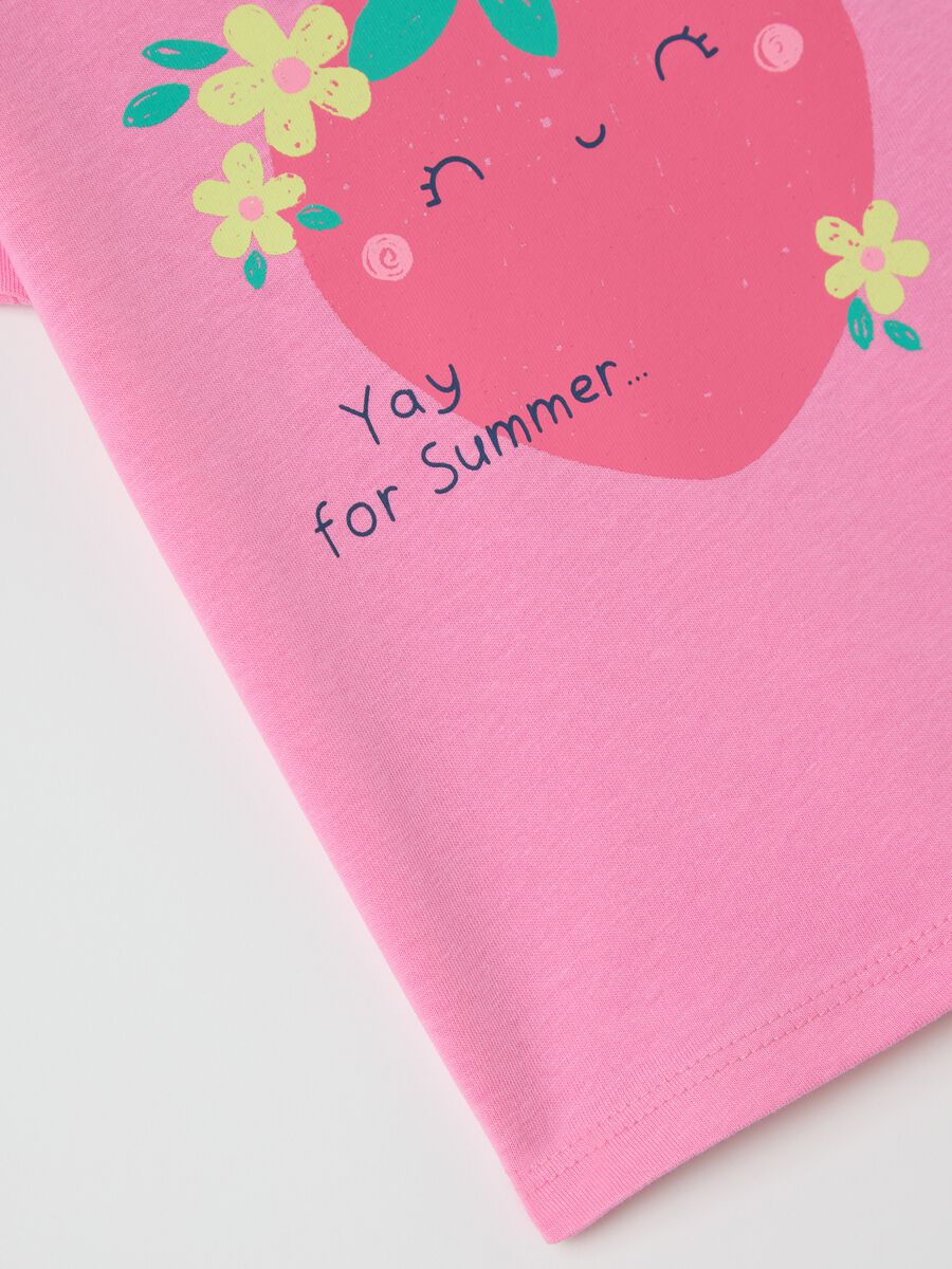 Cotton T-shirt with strawberry print_3