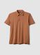 Brown pure cotton slim-fit short-sleeve polo shirt_0