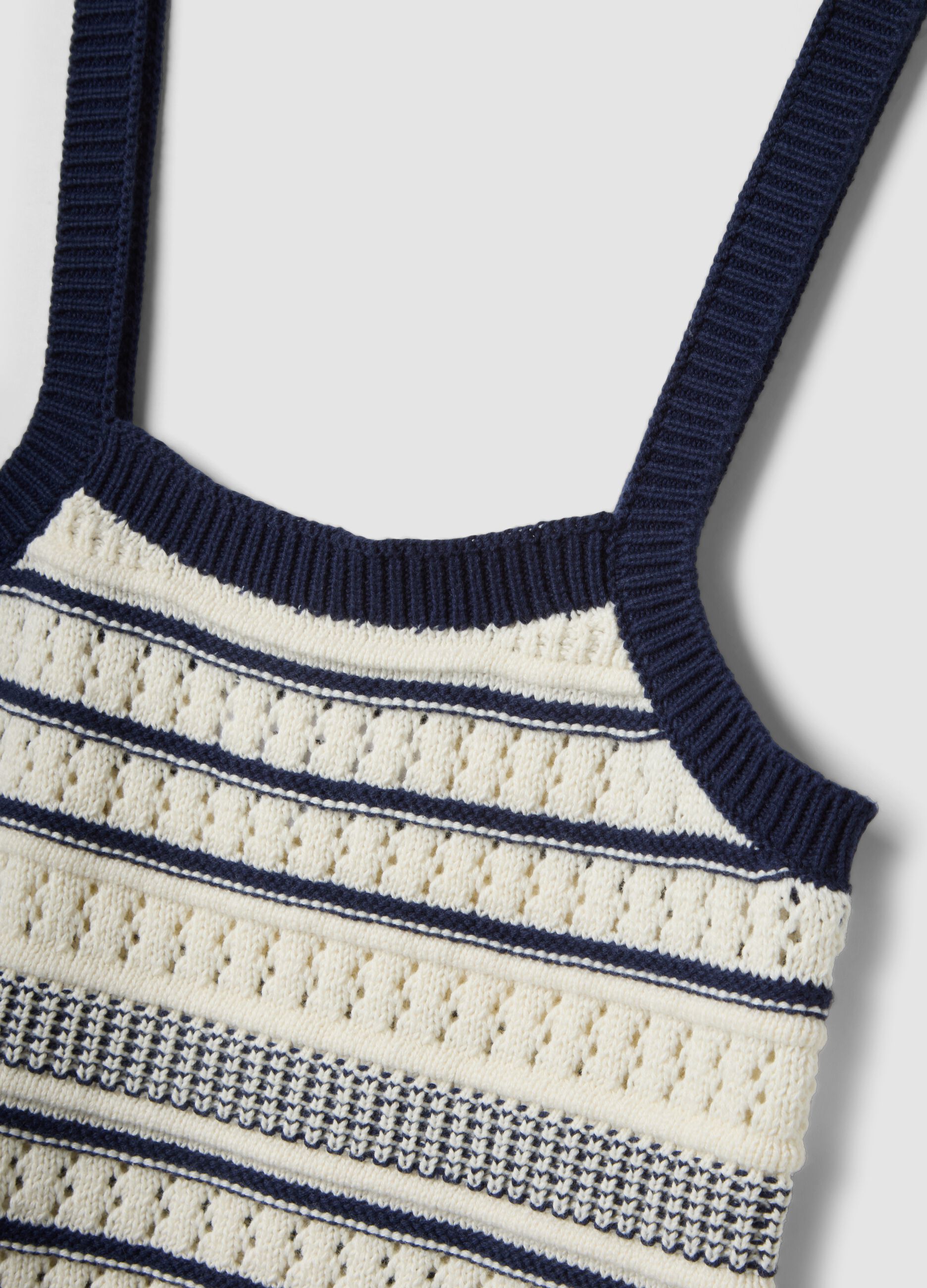 Gilet fitted in puro cotone a righe multicolor con bretelle sottili