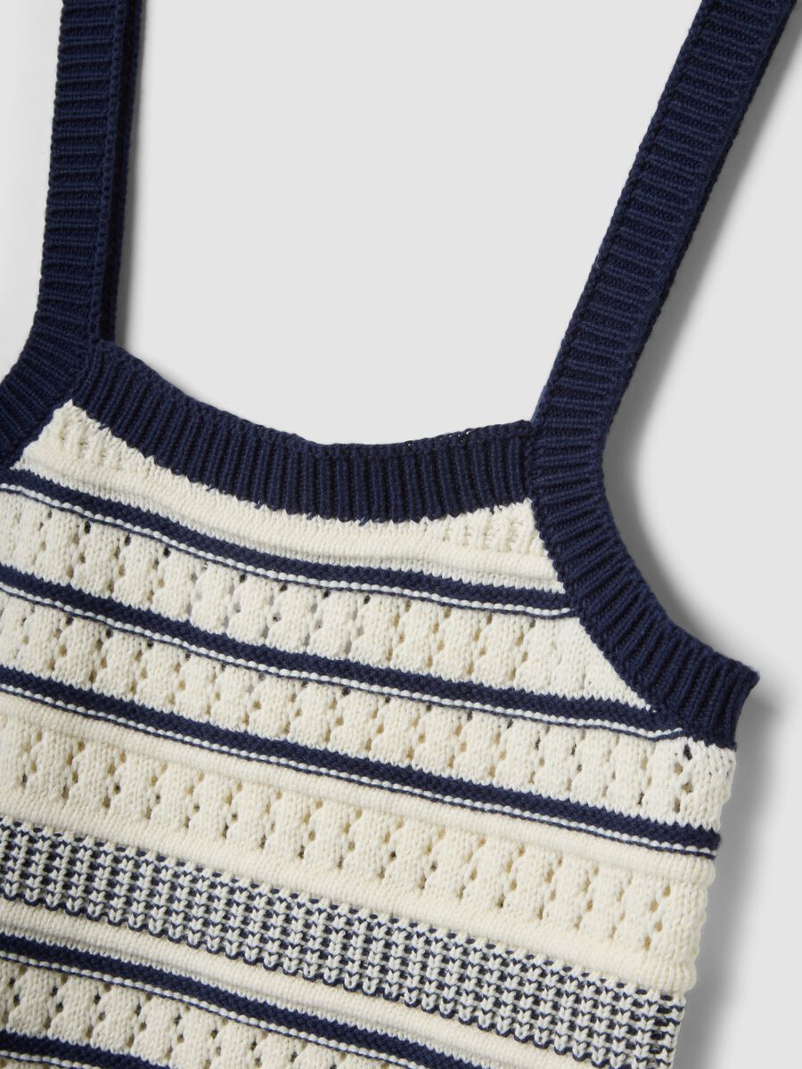 Gilet fitted in puro cotone a righe multicolor con bretelle sottili_5