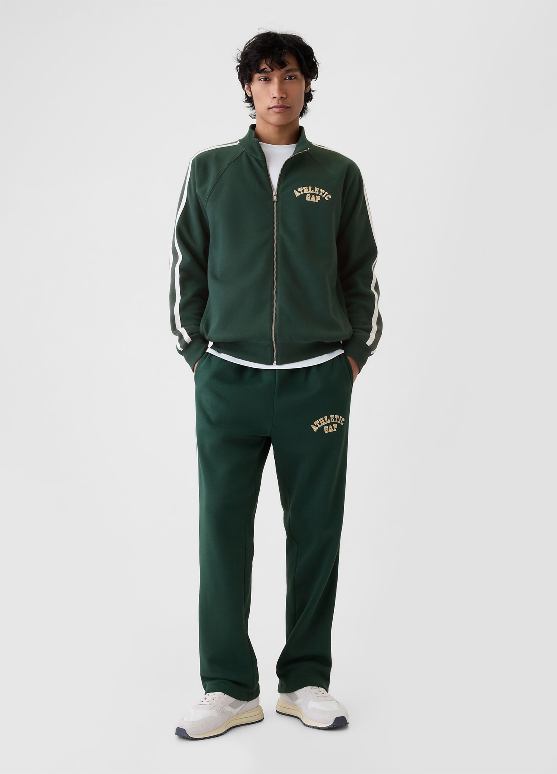 Joggers with striped bands and Athletic logo embroidery