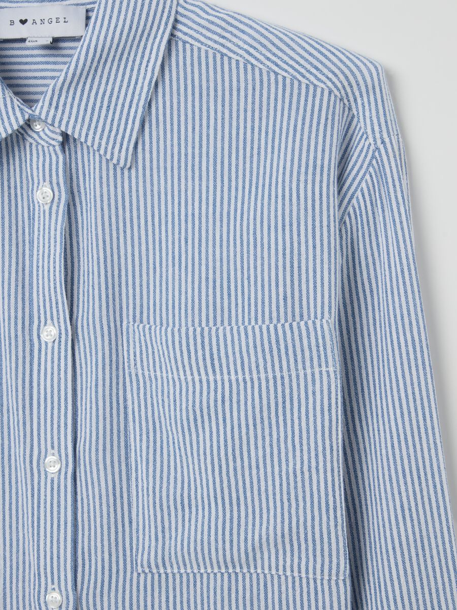 Striped blue shirt in cotton and linen_5