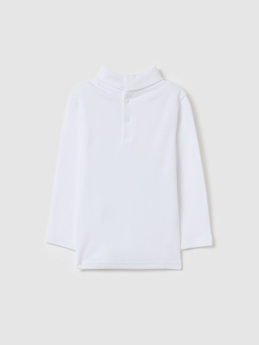 Cotton T-shirt with high neck and print_1