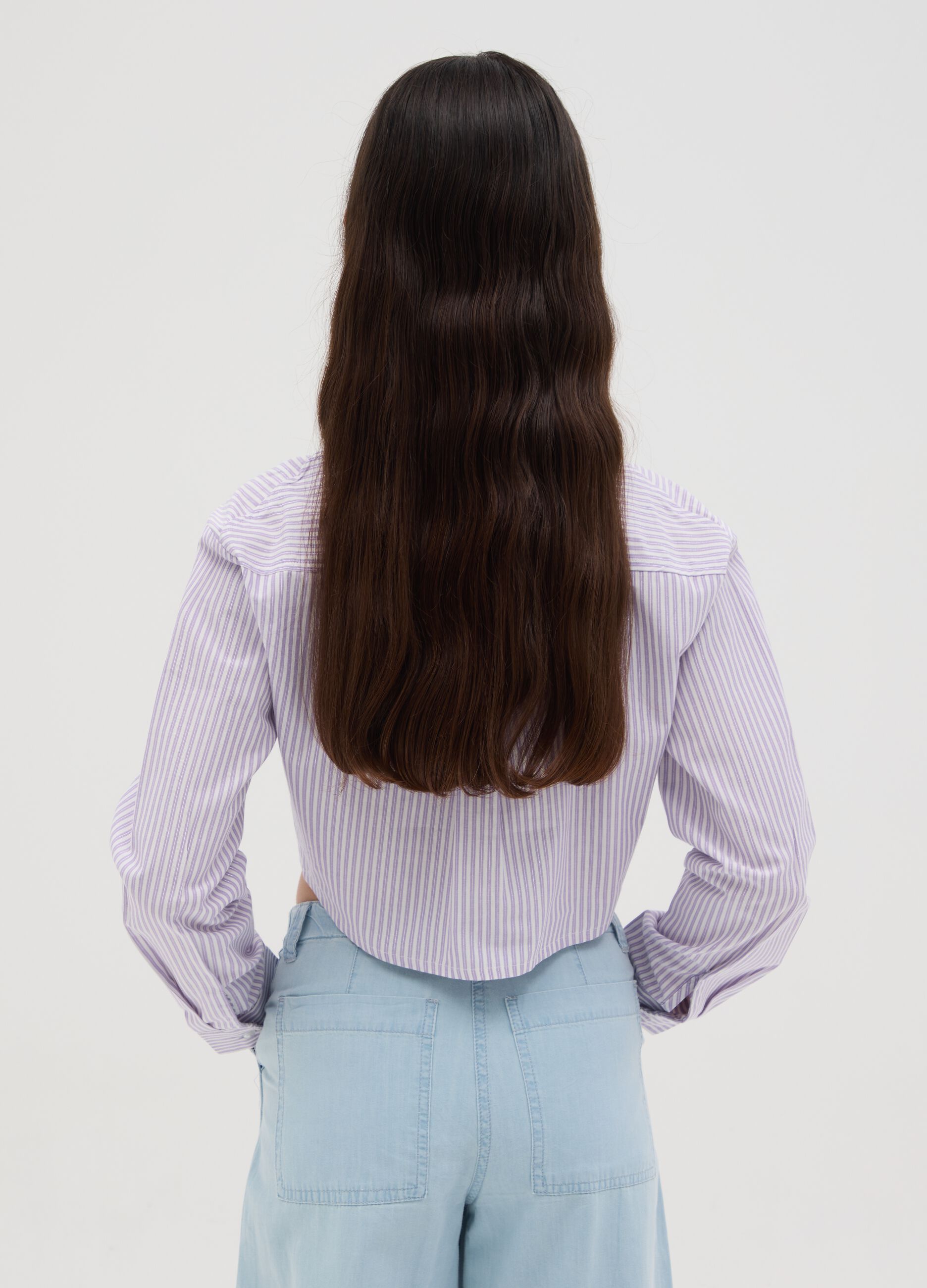Girls’ cropped shirt in multicoloured cotton with regular fit