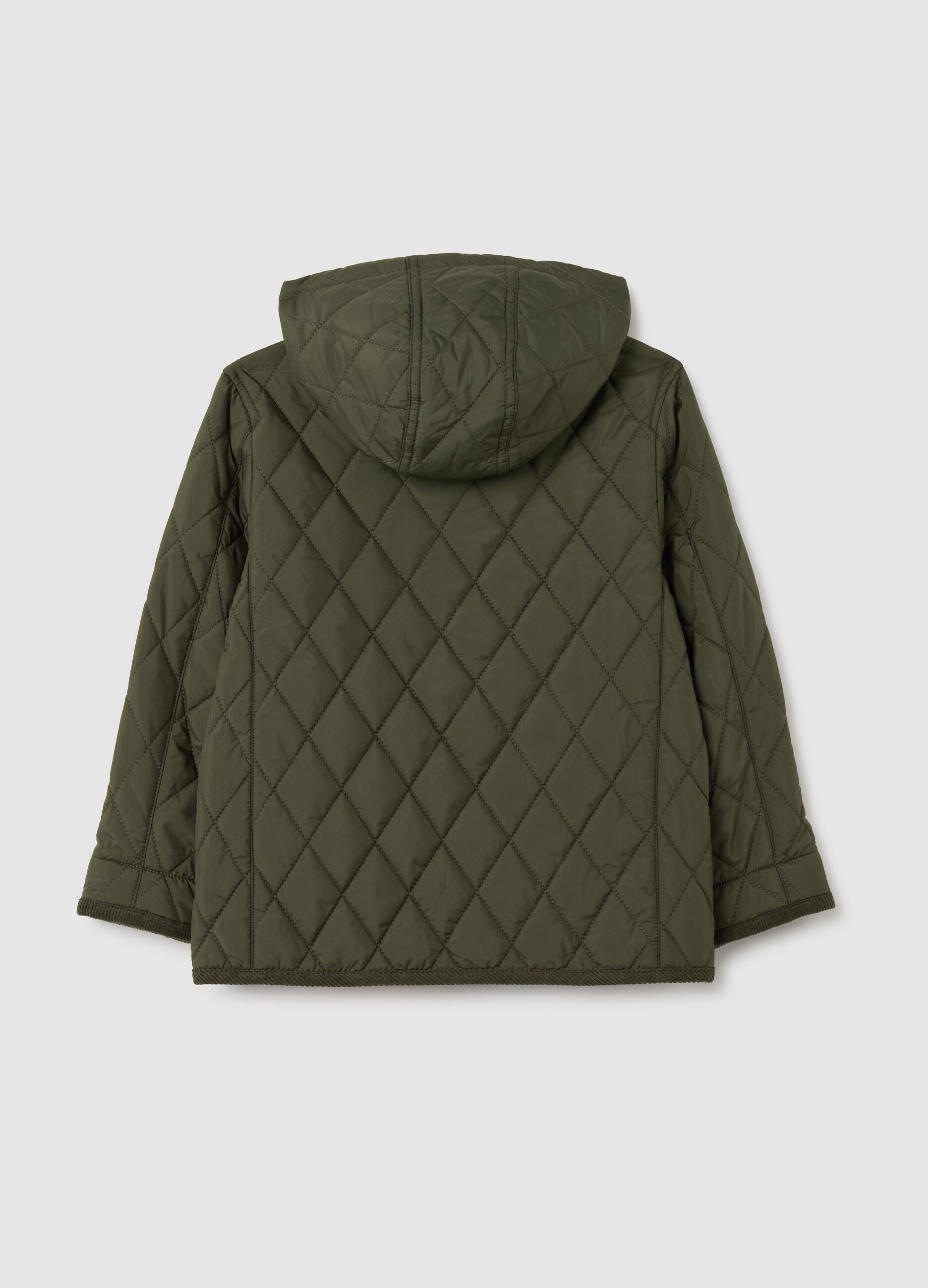 Boys' padded jacket in mixed green fabric regular fit