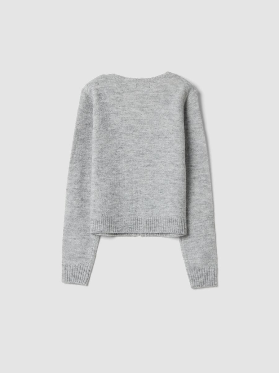 Grey marl stretch wool cardigan, regular fit_4
