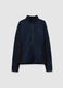 Blue fitted zip funnel-neck sport sweatshirt_0