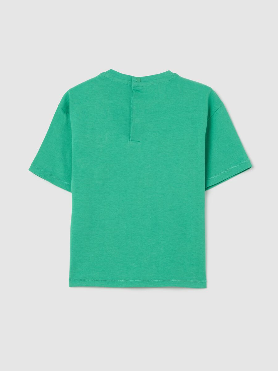 Green cotton T-shirt with lion motif_1
