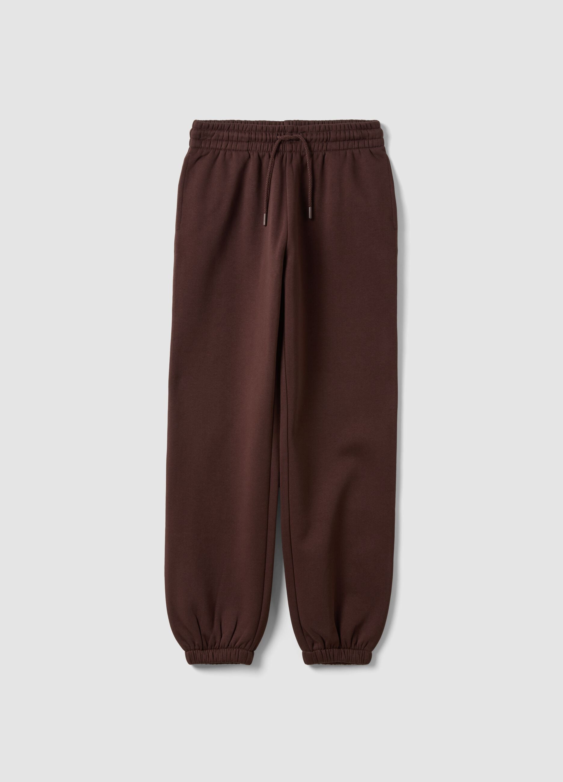 Pantaloni jogger marroni in misto cotone con vita elasticizzata regular fit