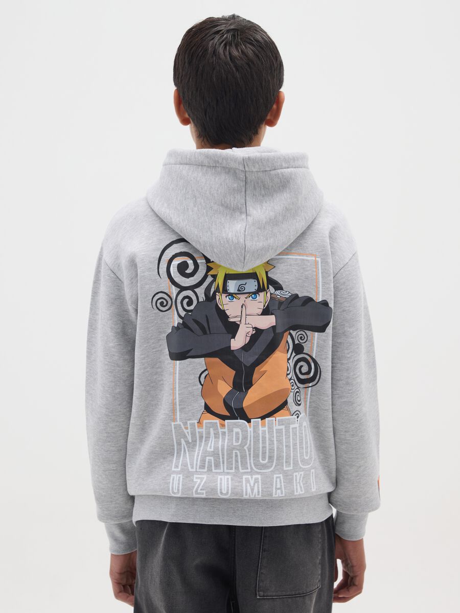 Grey cotton blend kids' sweatshirt with Naruto logo_1