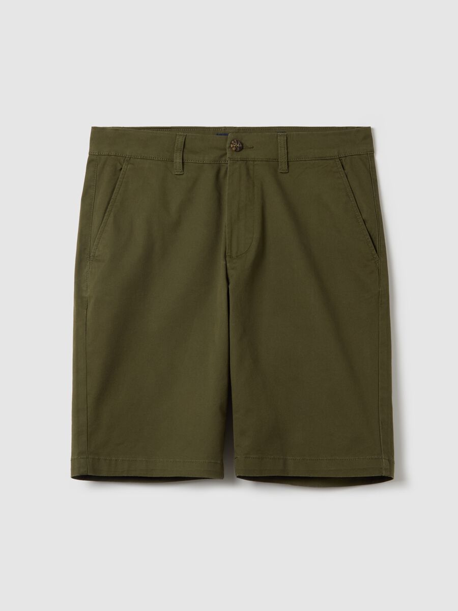 Stretch cotton chino Bermuda shorts_0