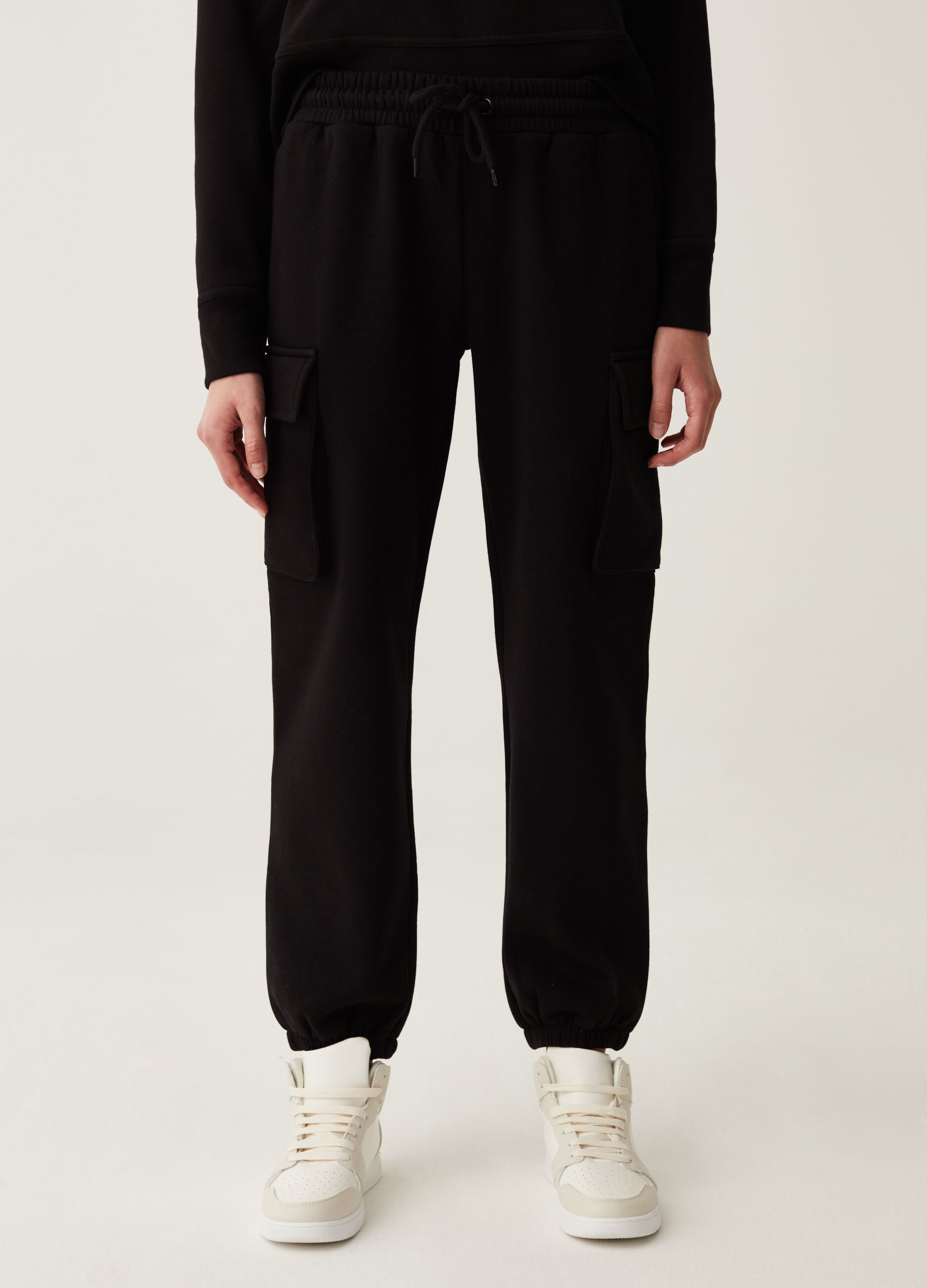 Joggers cargo in felpa con coulisse
