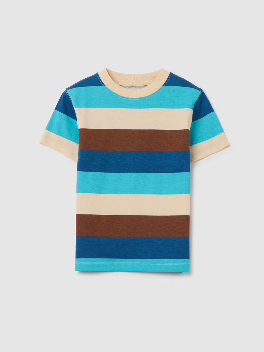 Multicolour striped cotton T-shirt_0