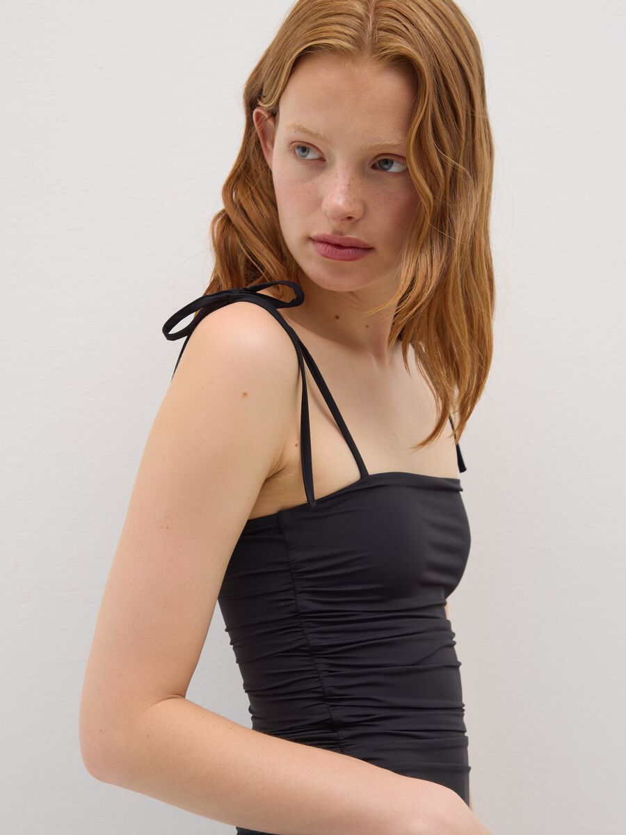 Abito lungo nero arricciato_3