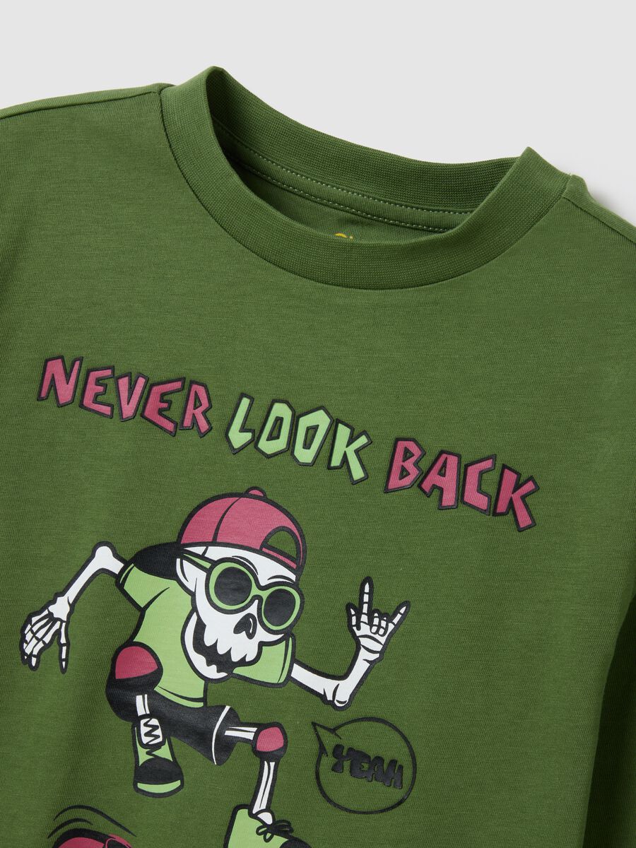 Green pure cotton regular fit kids' T-shirt_2