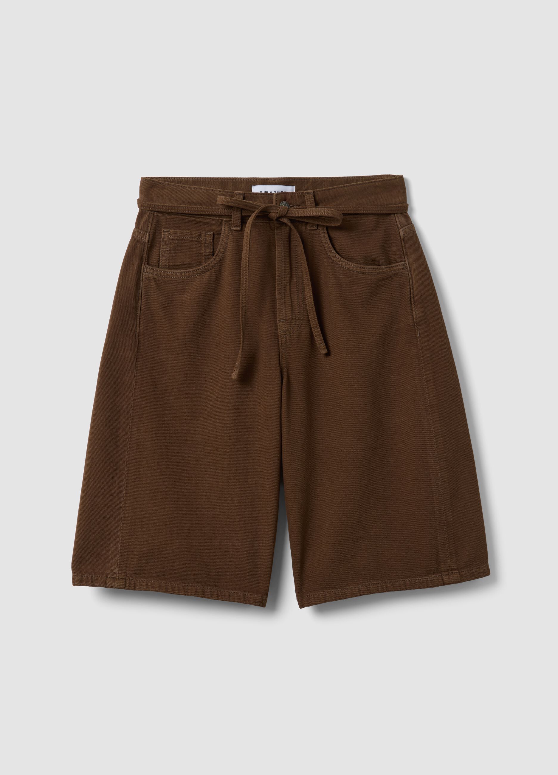 Brown pure cotton Bermuda shorts