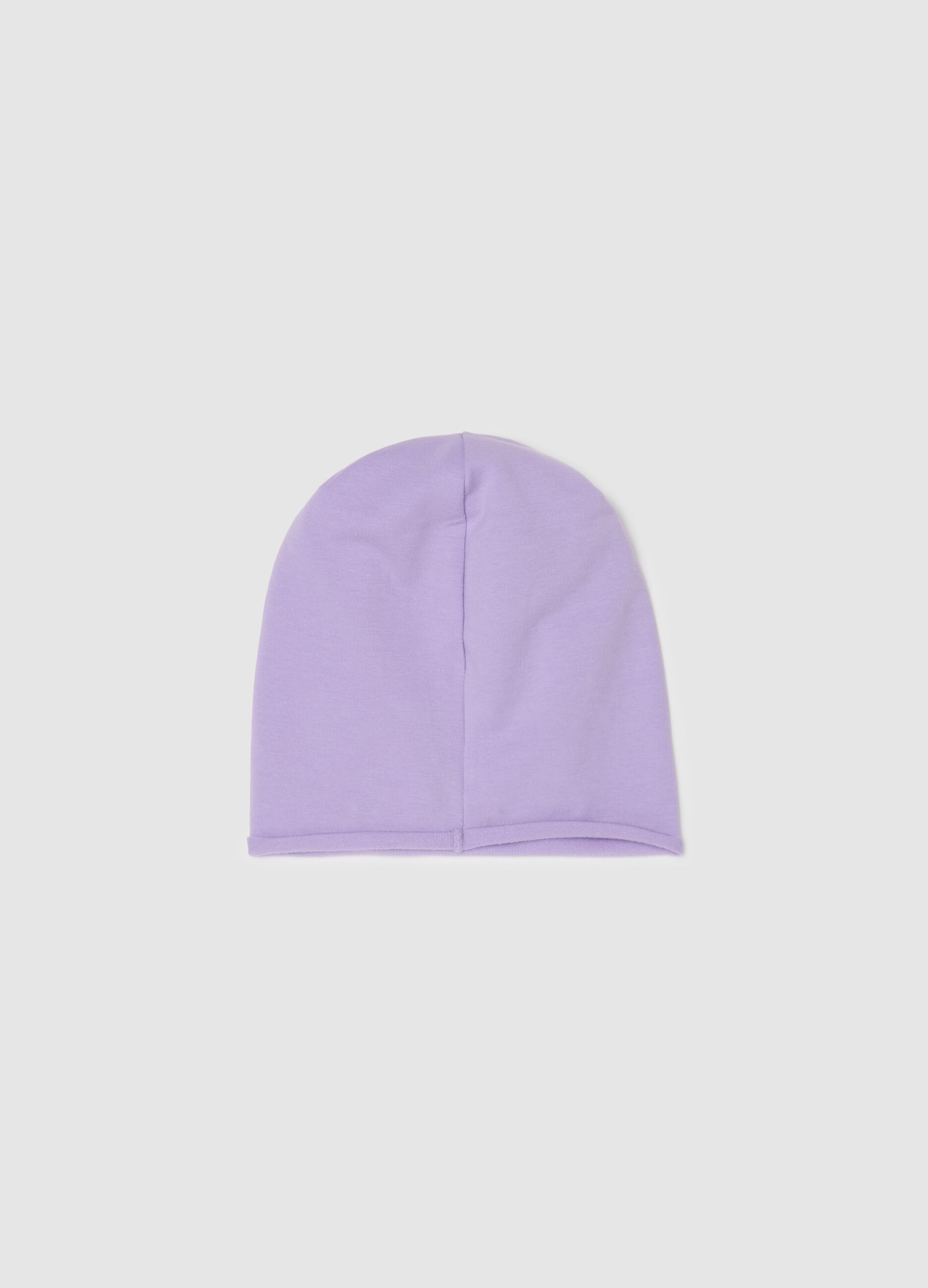 Printed jersey beanie hat