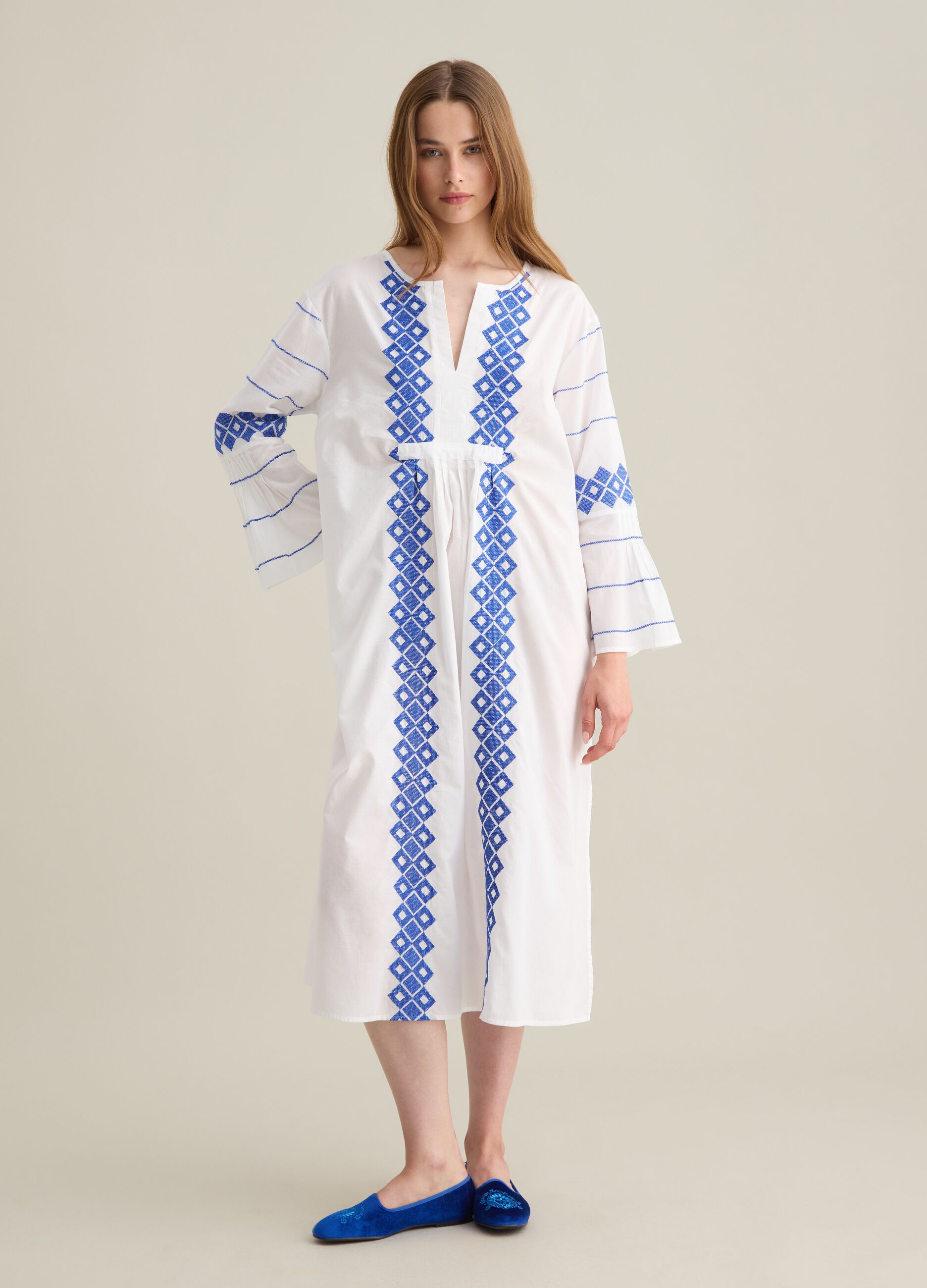 Women's dress in pure cotton multicolor regular fit