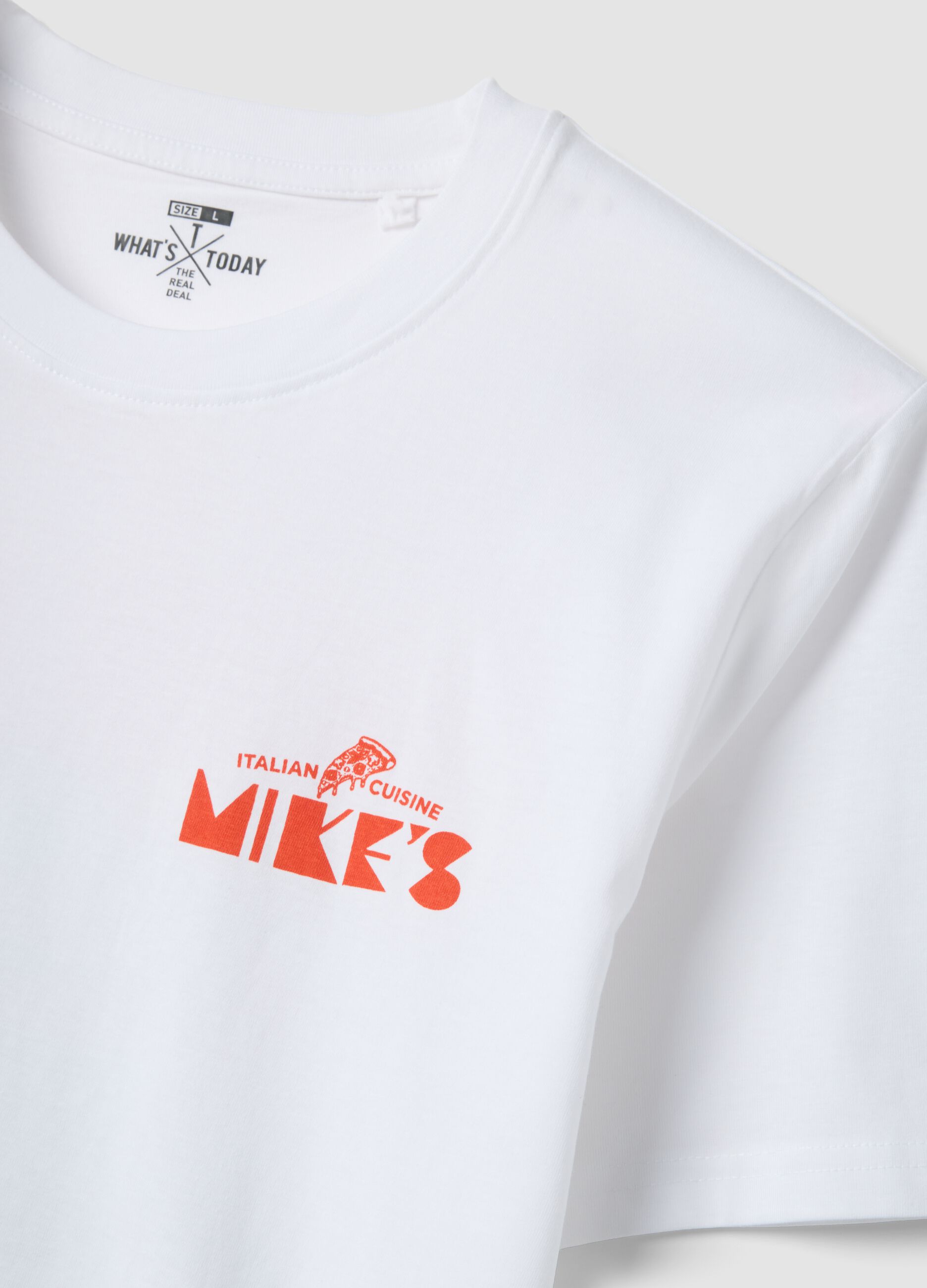 White printed T-shirt in pure cotton, regular fit