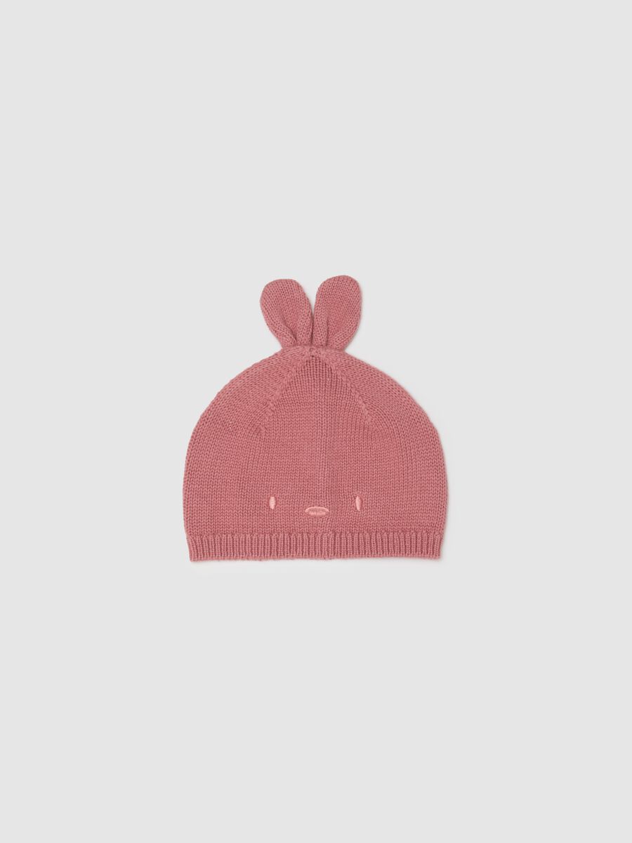 Girls' pink pure cotton hat with embroidery_0