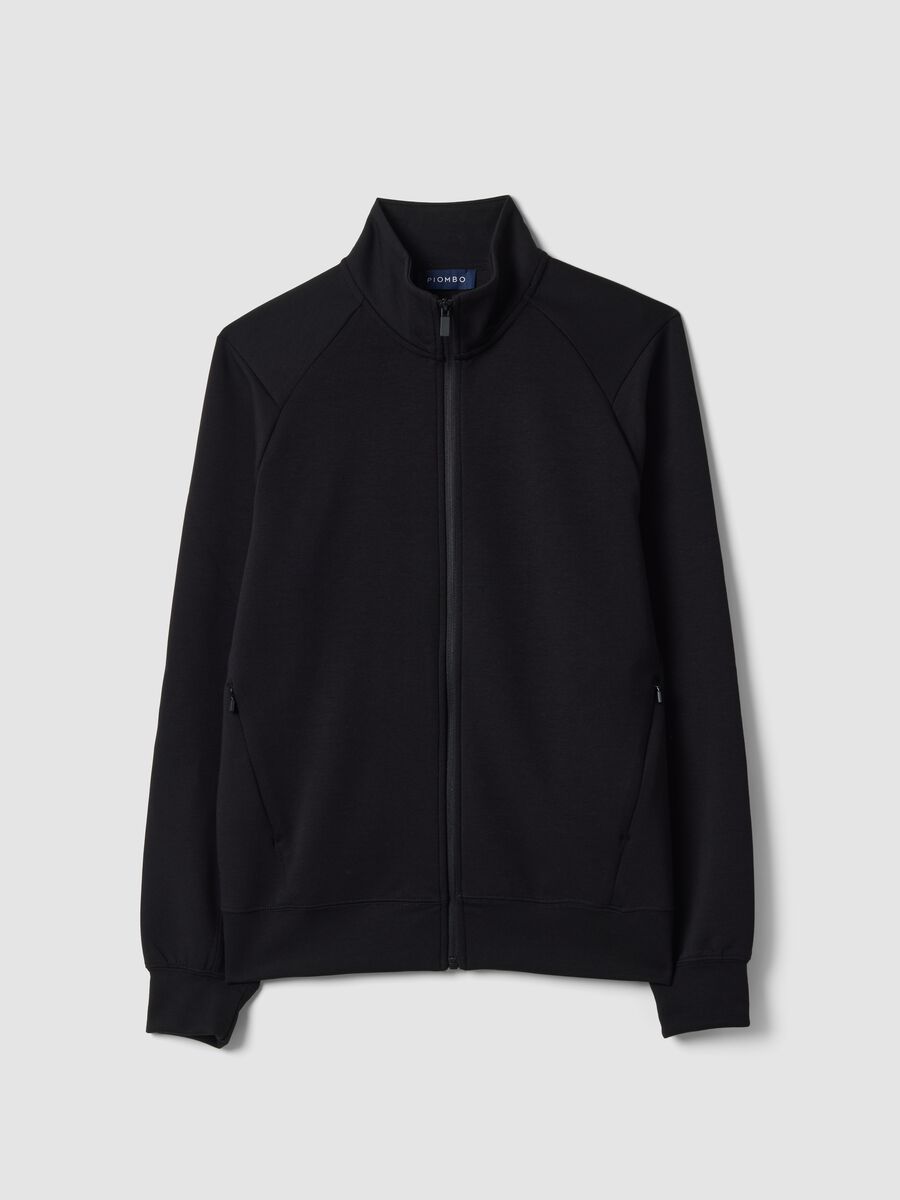 Full-zip nera con colletto in tessuto elasticizzato Easy Dry regular fit_4