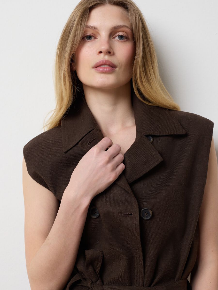 Brown double-breasted gilet_0