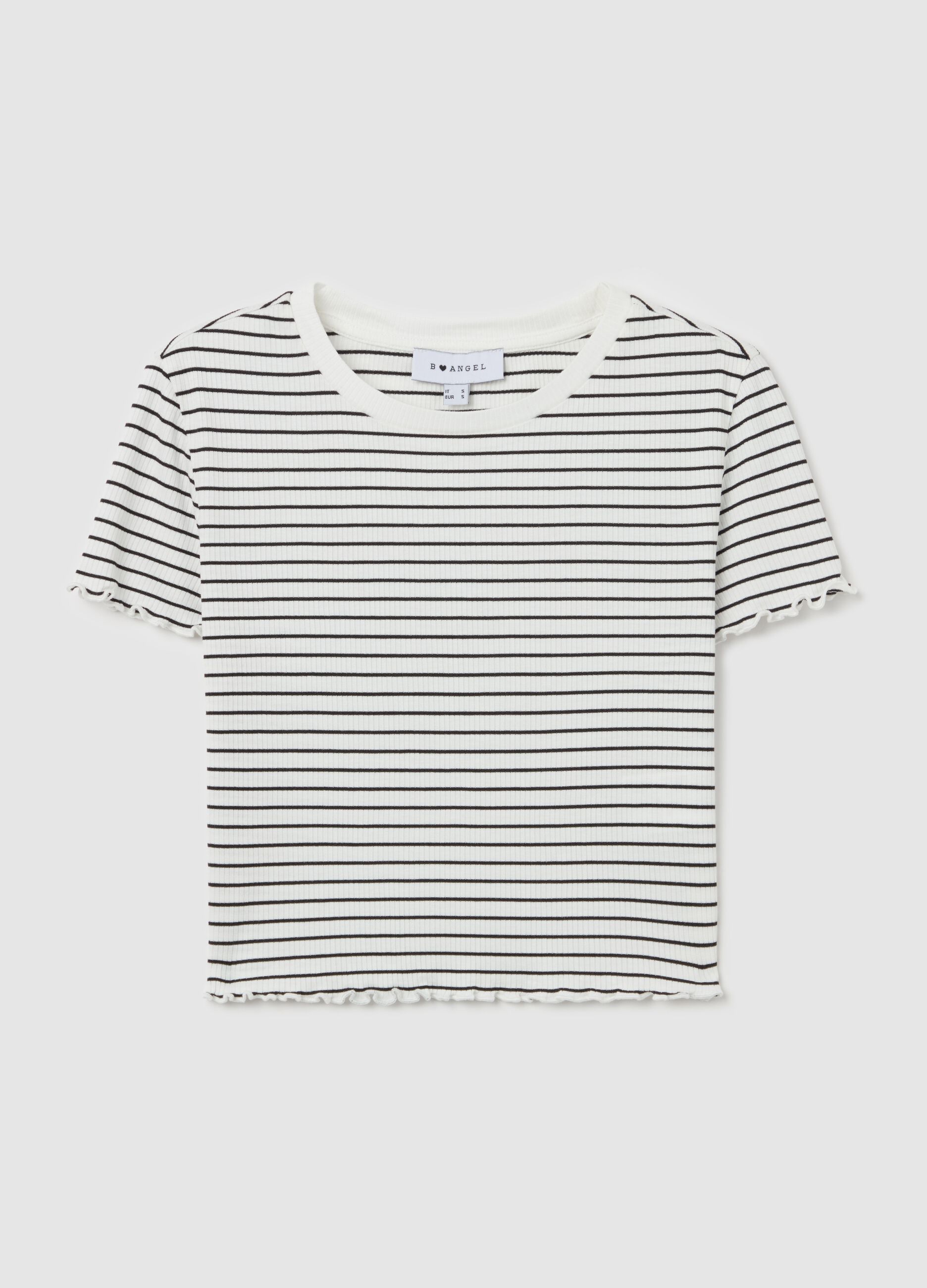 T-shirt a coste piatte con profili ondulati