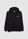 Black cotton-blend hoodie with zip, regular fit_4