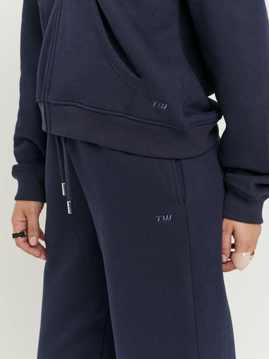 Blue cotton blend jogger trousers with regular fit_3