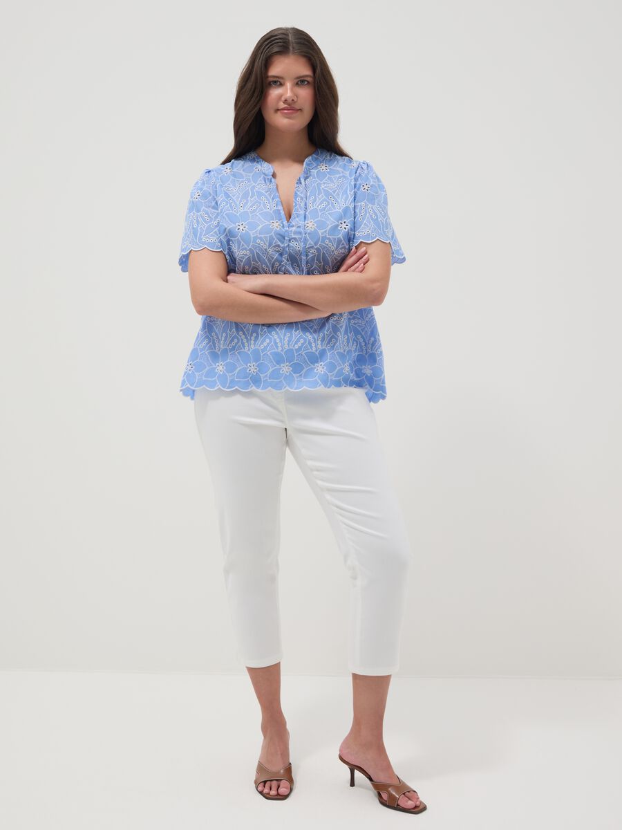 Sky-blue pure cotton broderie anglaise blouse_1