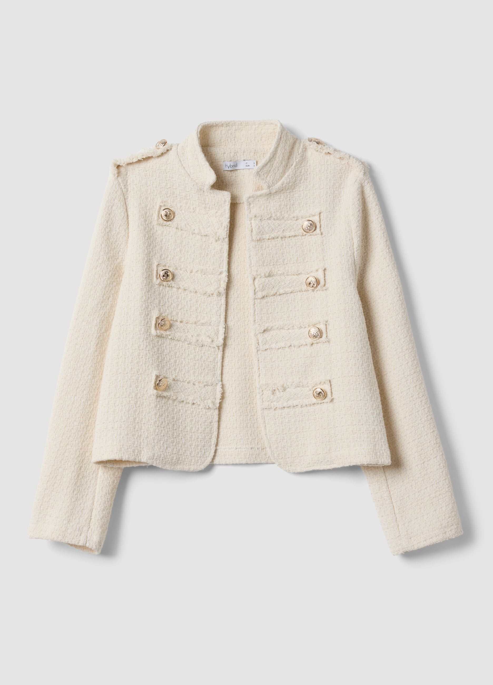 Giacca beige in misto cotone e viscosa