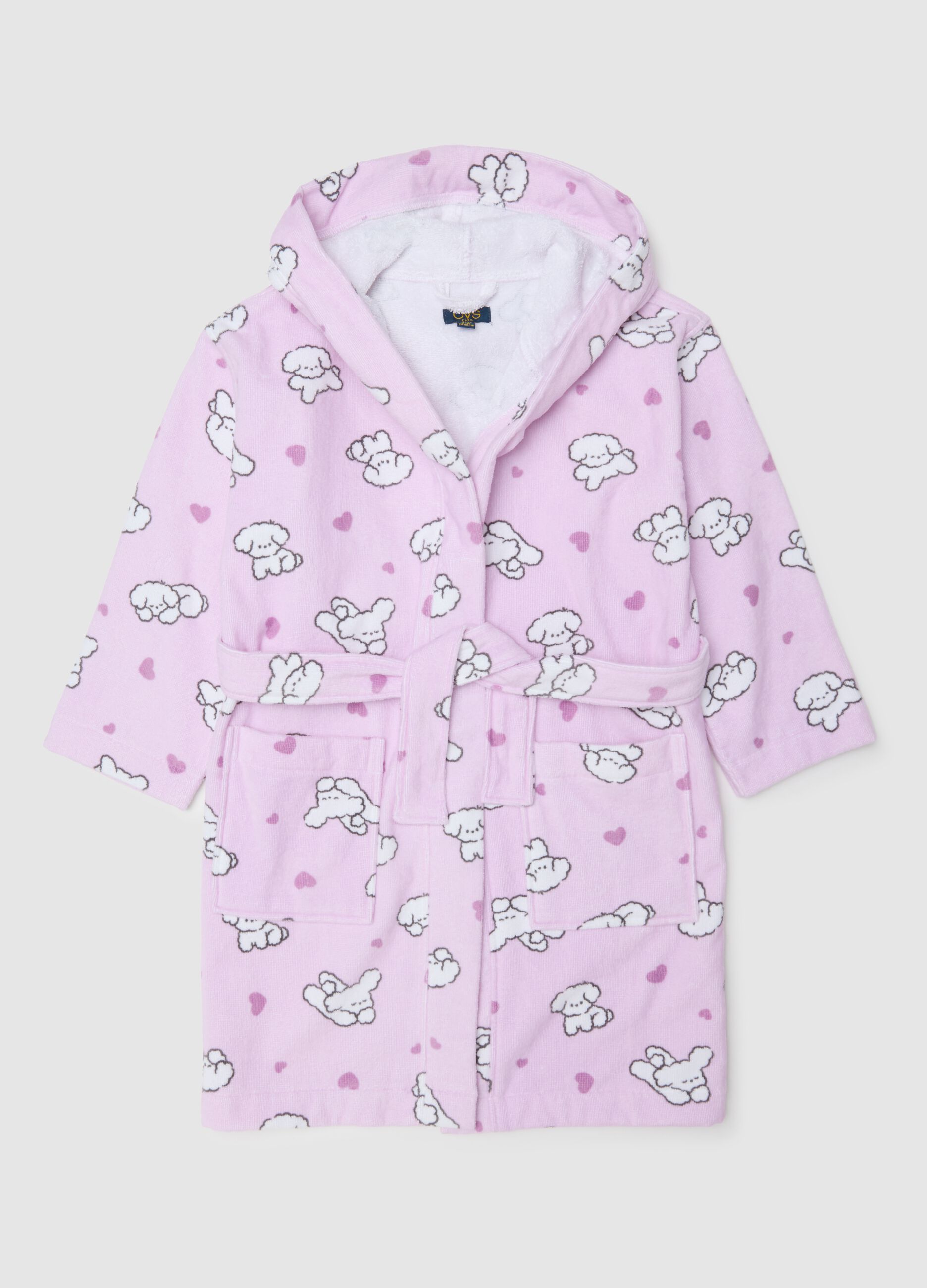 Multicolour pure cotton girl's bathrobe with designs