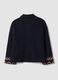 Cappotto blu in misto lana con ricami geometrici_2