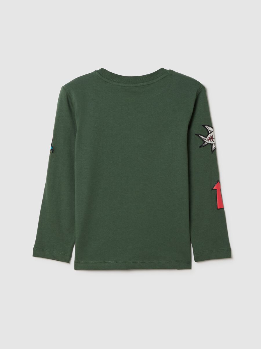 Children's pure cotton green regular fit T-shirt with print_1