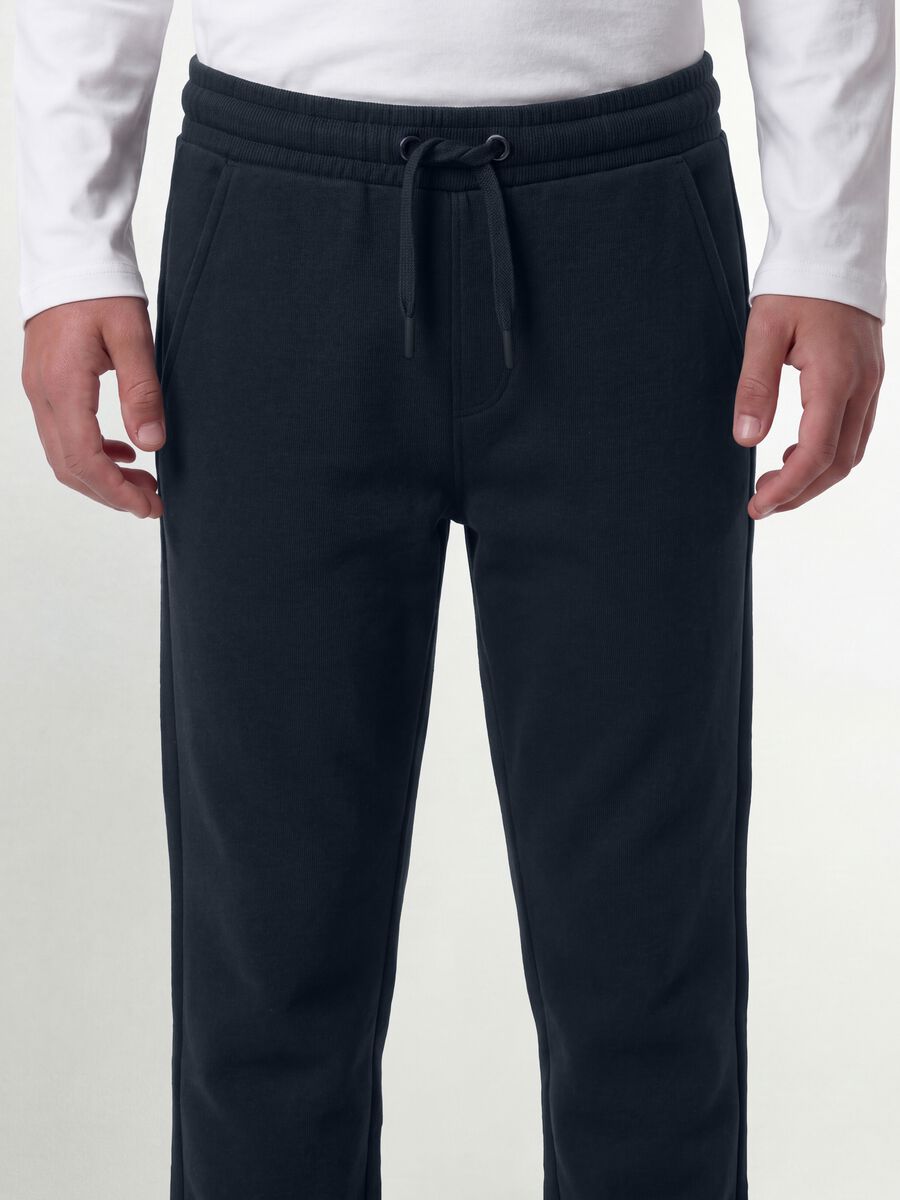 Navy organic cotton joggers with drawstring for boys_3