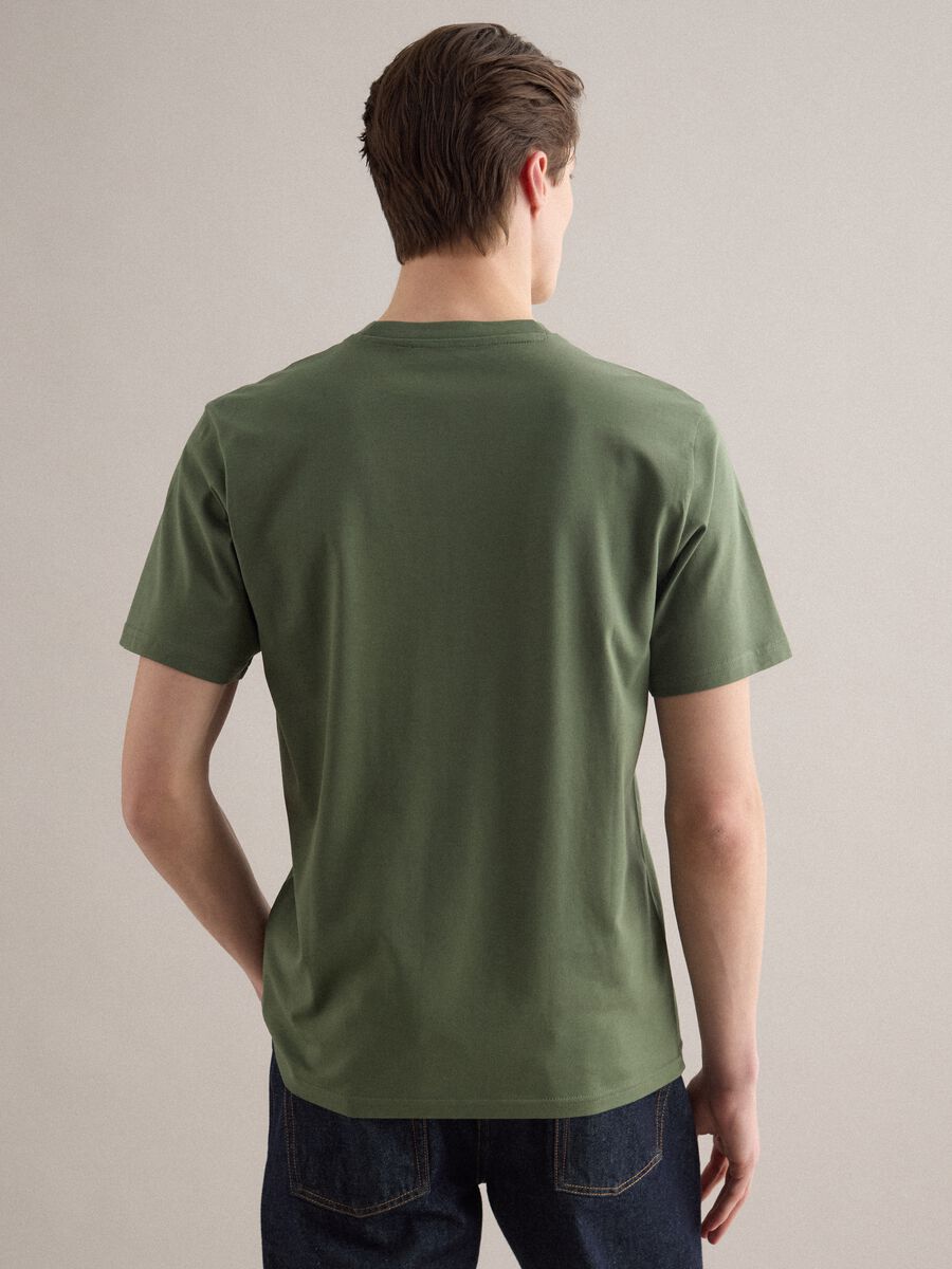 Green pure cotton crew neck T-shirt relaxed fit_3