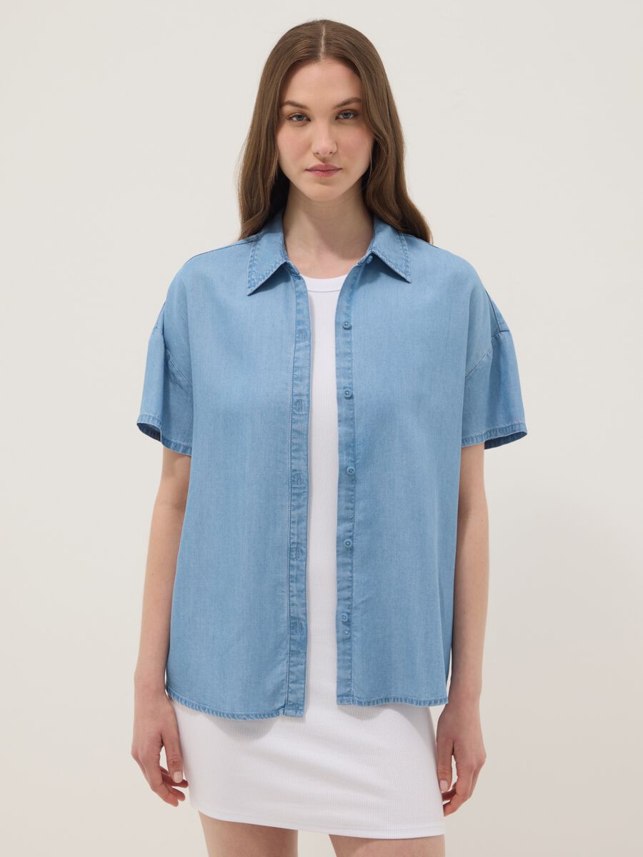 Sky blue pure lyocell shirt_0
