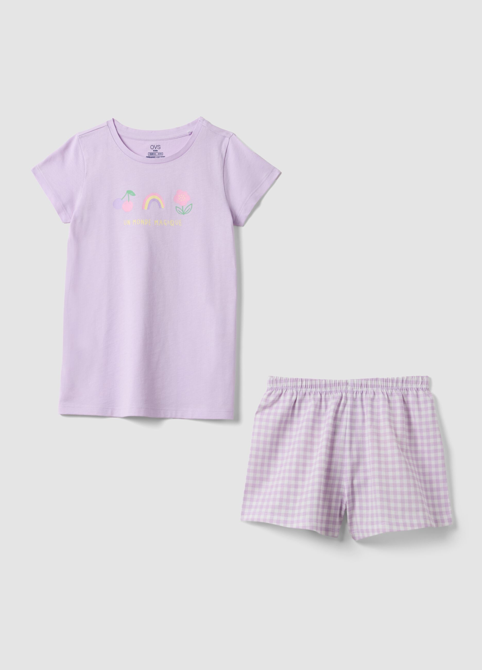 Girls' Violet Pure Cotton Short Pyjamas Regular Fit