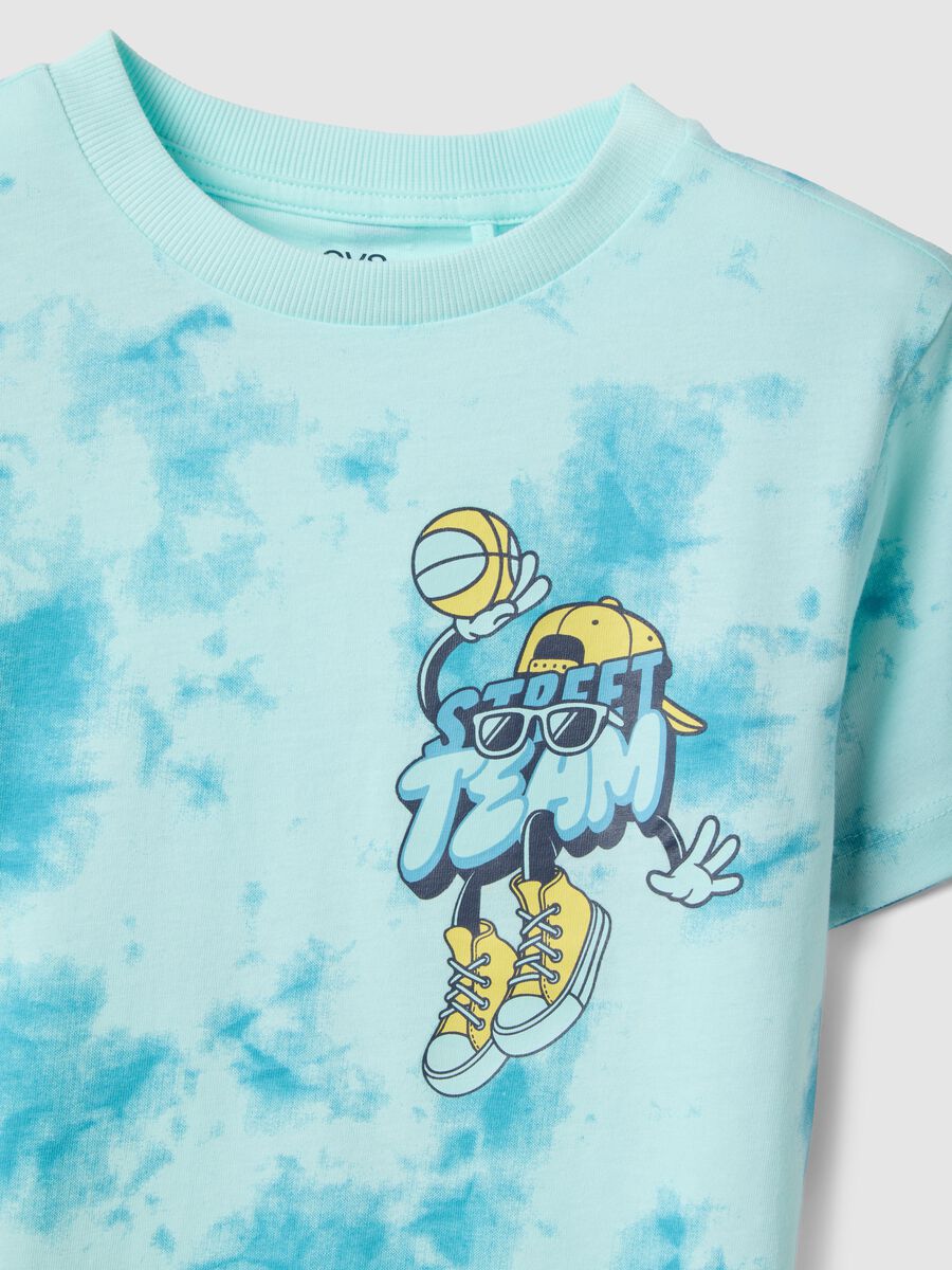 Children's blue tie-dye pure cotton T-shirt regular fit_2