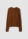 Brown cable-knit cotton-blend cardigan, regular fit_6