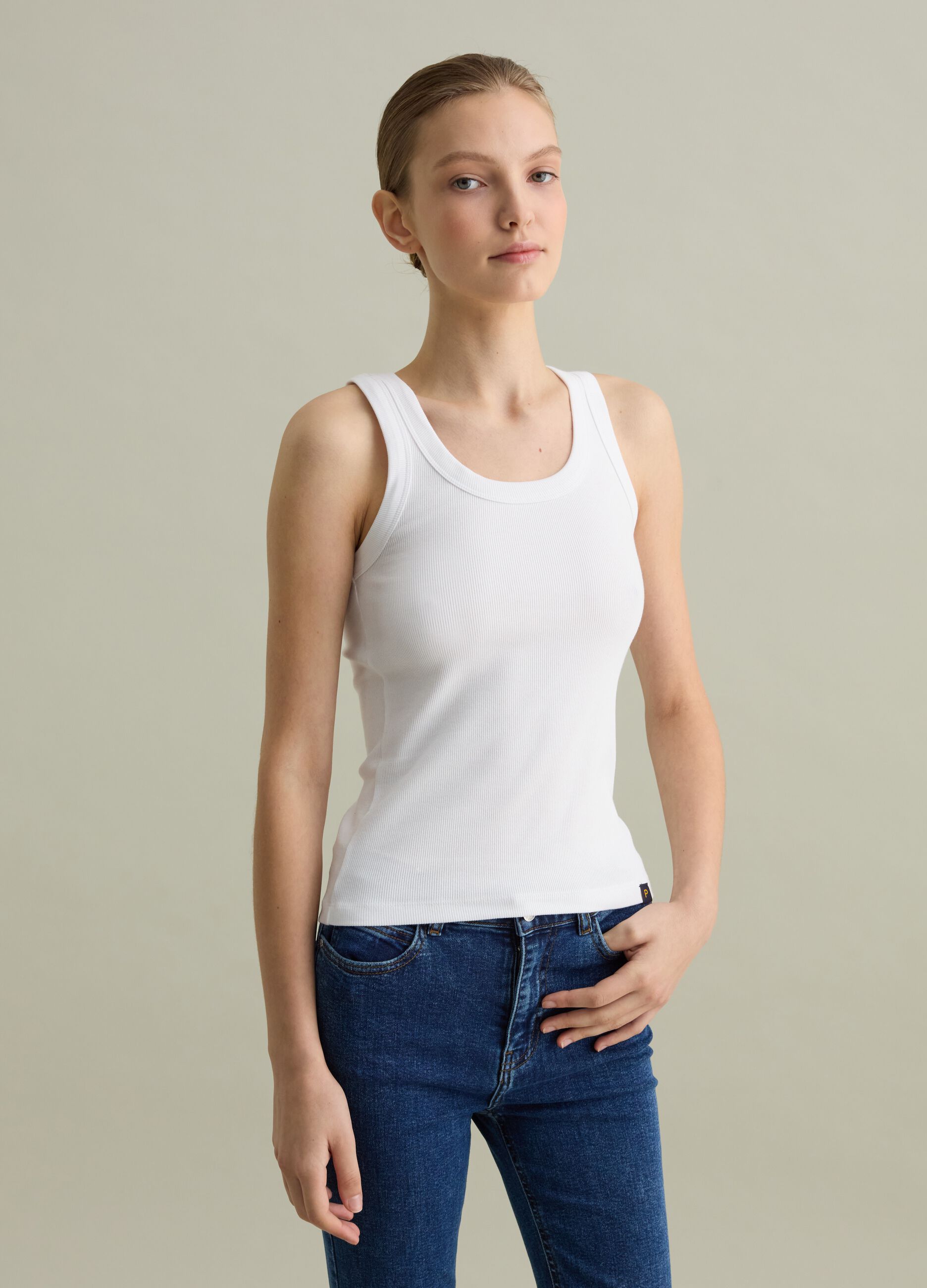 White ribbed tank top