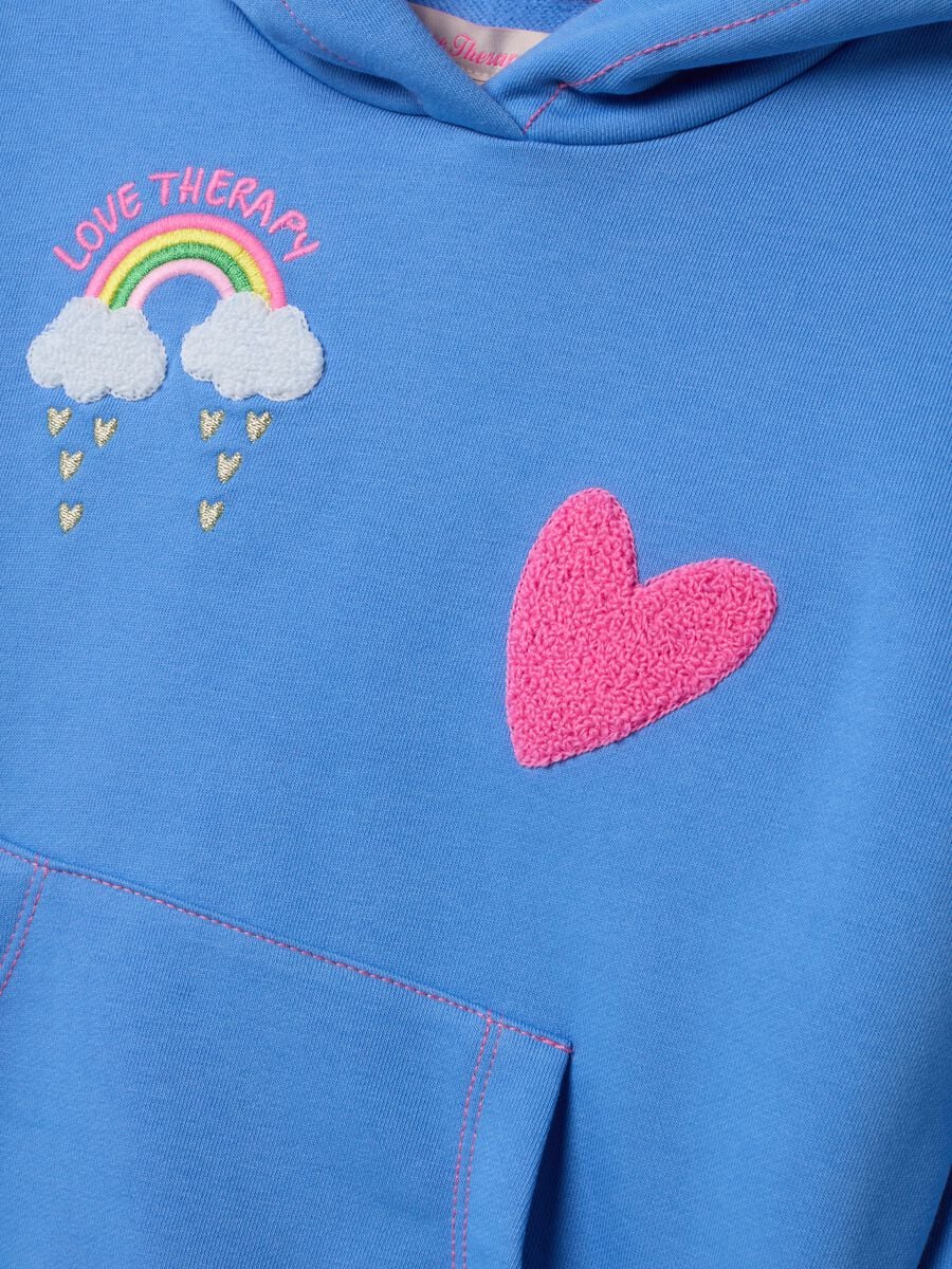 Felpa blu in misto cotone con cappuccio e dettagli ricamati regular fit_2