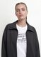 Felpa full zip grigia in viscosa elasticizzata a righe con colletto_0