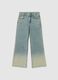 Girls' Wide-Leg Blue Jeans in Pure Denim Cotton_0