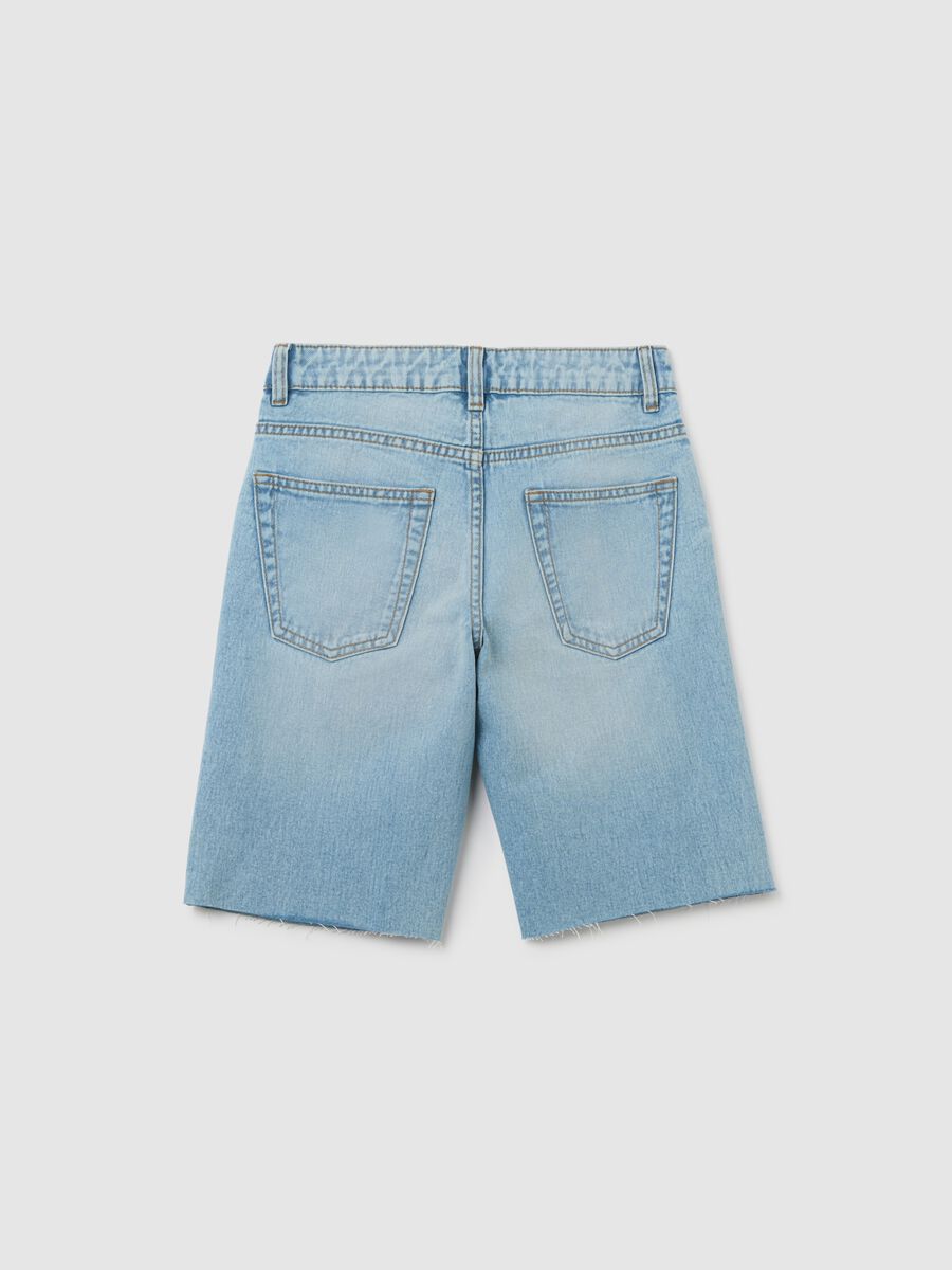 Bermuda da ragazzo in puro cotone azzurro regular fit_4