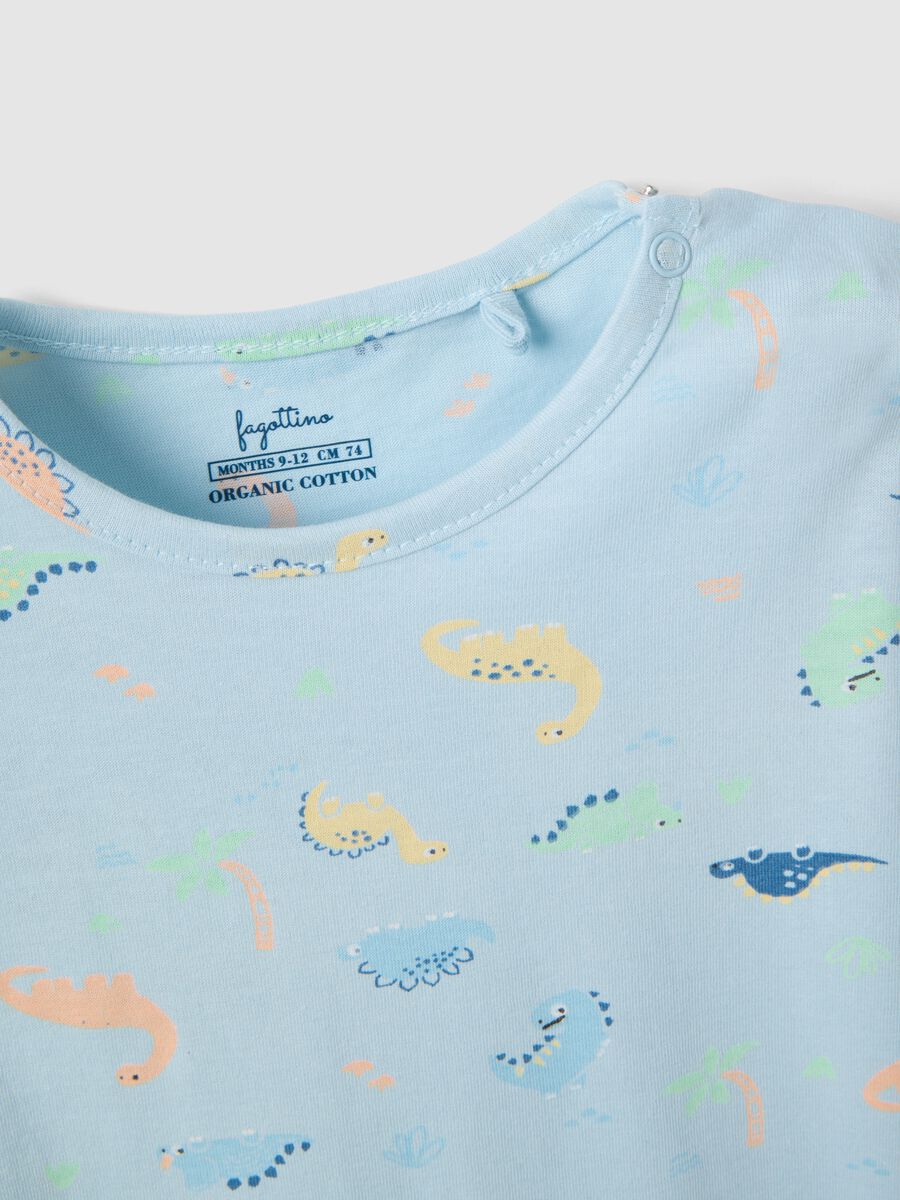 Newborn multicolour cotton romper twin pack with dinosaurs_3