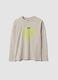 T-shirt grigia in puro cotone organico con stampa per ragazzo_0