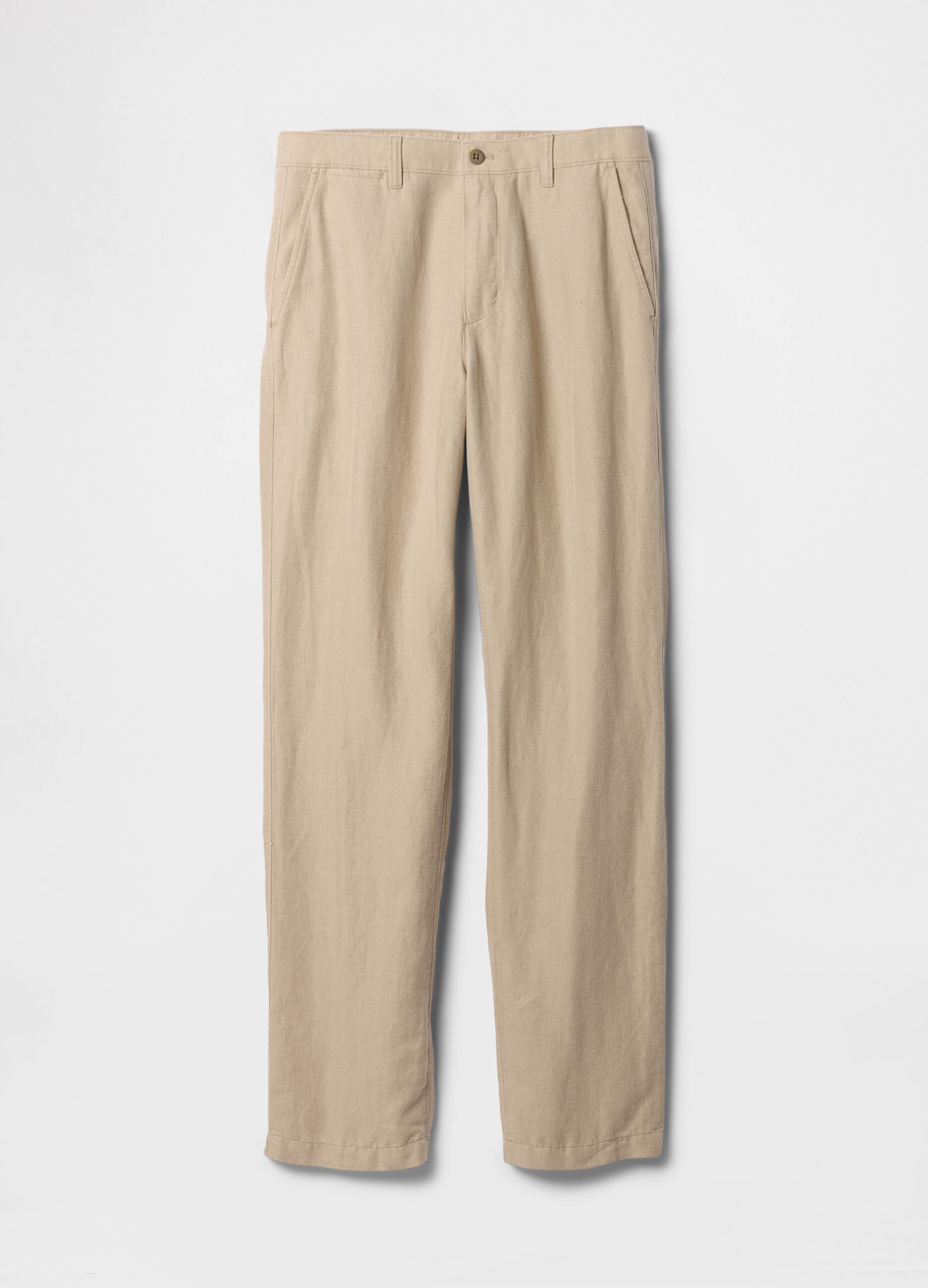 Regular beige trousers in linen and cotton