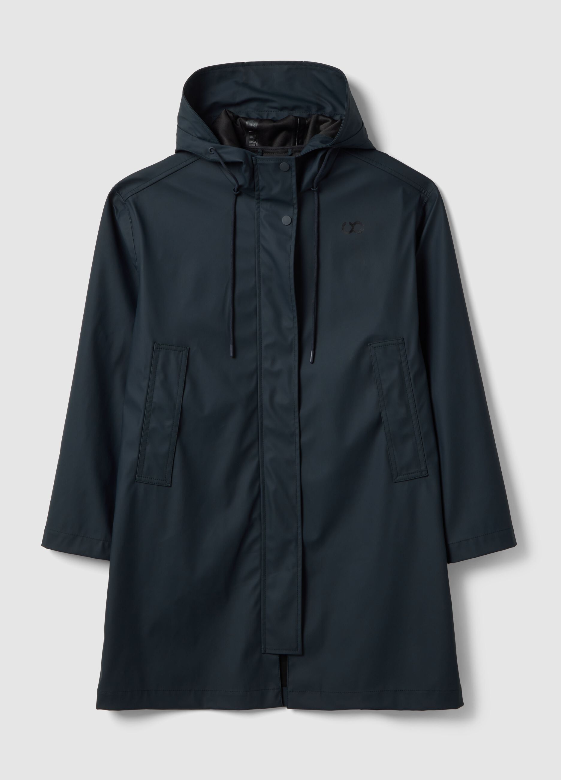 Giacca impermeabile blu con cappuccio regular fit